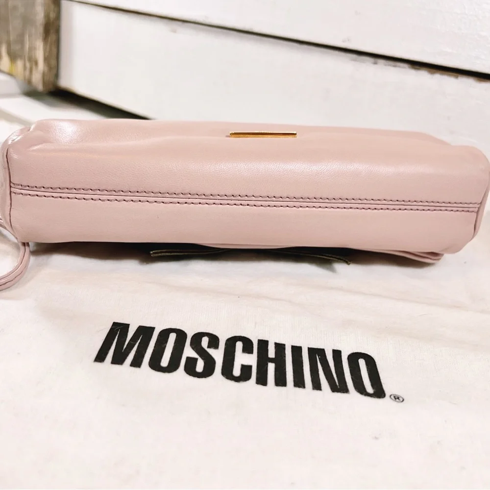 Moschino Couture Lambskin Leather Bow Clutch